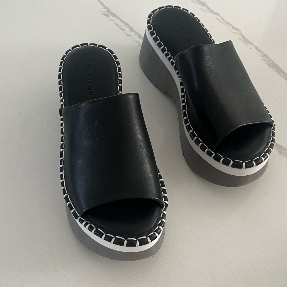 Black Platform Slide Sandals